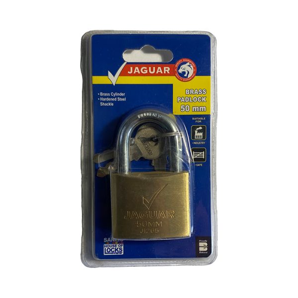 Jaguar 50mm Brass Padlock with 3 Keys.